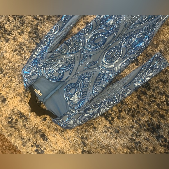 Sequined Blue Maternity Dress - Picture 2 of 5